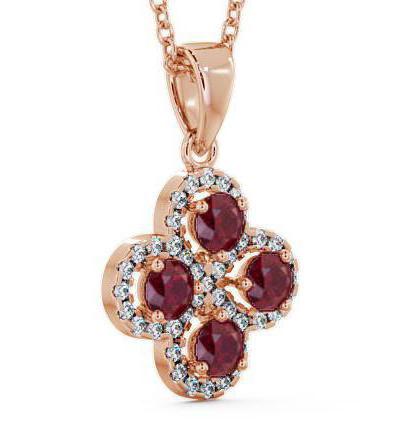 Cluster Ruby and Diamond 1.05ct Pendant 18K Rose Gold GEMPNT5_RG_RU_THUMB1 