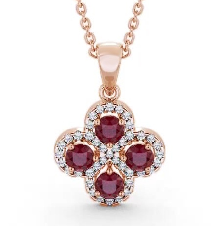 Cluster Ruby and Diamond 1.05ct Pendant 18K Rose Gold GEMPNT5_RG_RU_THUMB2 
