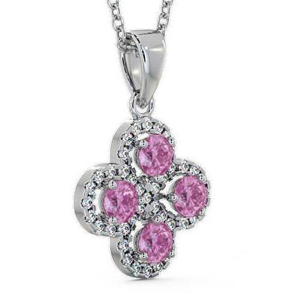 Cluster Pink Sapphire and Diamond 1.05ct Pendant 9K White Gold GEMPNT5_WG_PS_THUMB1 