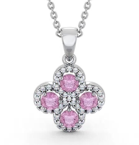 Cluster Pink Sapphire and Diamond 1.05ct Pendant 9K White Gold GEMPNT5_WG_PS_THUMB1
