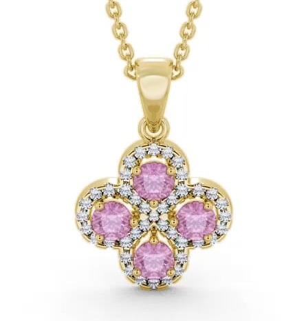 Cluster Pink Sapphire and Diamond 1.05ct Pendant 18K Yellow Gold GEMPNT5_YG_PS_THUMB1