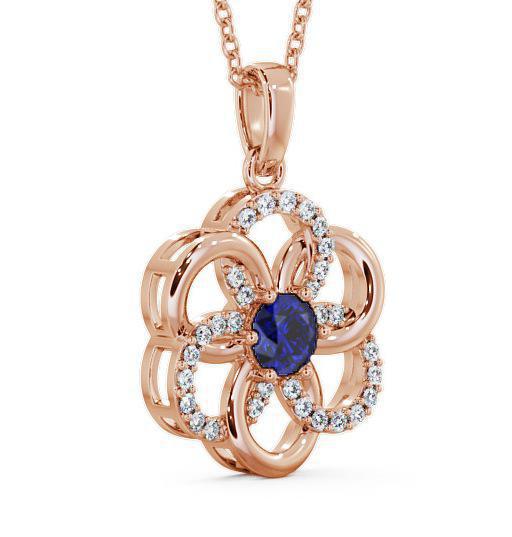Floral Design Blue Sapphire and Diamond 0.91ct Pendant 18K Rose Gold GEMPNT60_RG_BS_THUMB1 