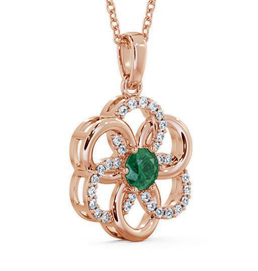 Floral Design Emerald and Diamond 0.74ct Pendant 9K Rose Gold GEMPNT60_RG_EM_THUMB1 
