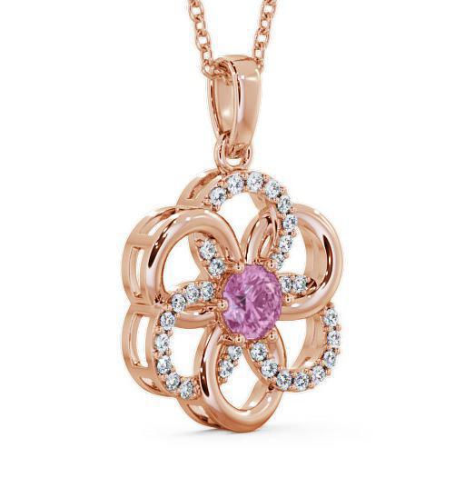 Floral Design Pink Sapphire and Diamond 0.91ct Pendant 9K Rose Gold GEMPNT60_RG_PS_THUMB1 