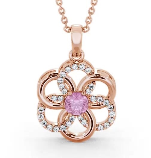 Floral Design Pink Sapphire and Diamond 0.91ct Pendant 9K Rose Gold GEMPNT60_RG_PS_THUMB1