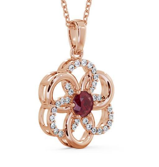 Floral Design Ruby and Diamond 0.91ct Pendant 18K Rose Gold GEMPNT60_RG_RU_THUMB1 