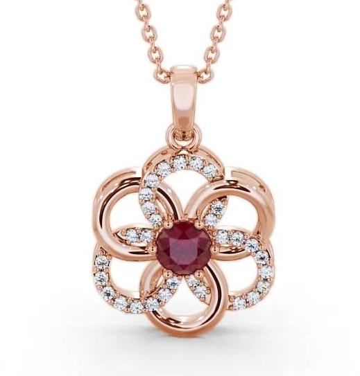 Floral Design Ruby and Diamond 0.91ct Pendant 18K Rose Gold GEMPNT60_RG_RU_THUMB2 