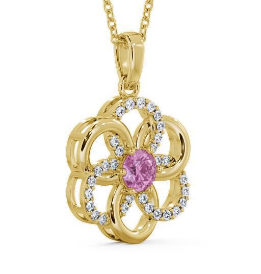 Floral Design Pink Sapphire and Diamond 0.91ct Pendant 18K Yellow Gold GEMPNT60_YG_PS_THUMB1 