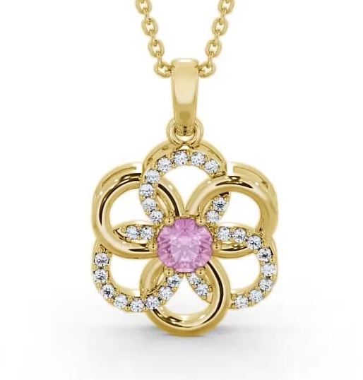 Floral Design Pink Sapphire and Diamond 0.91ct Pendant 18K Yellow Gold GEMPNT60_YG_PS_THUMB2 
