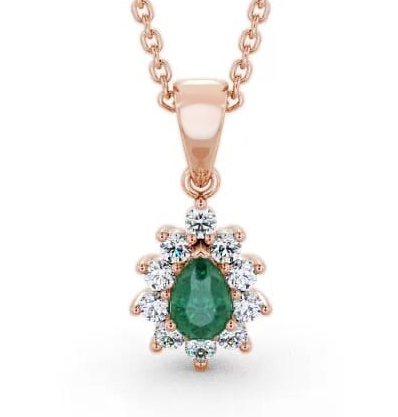 Cluster Emerald and Diamond 0.80ct Pendant 18K Rose Gold GEMPNT6_RG_EM_THUMB1