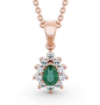 Cluster Emerald and Diamond 0.80ct Pendant 18K Rose Gold GEMPNT6_RG_EM_THUMB2 