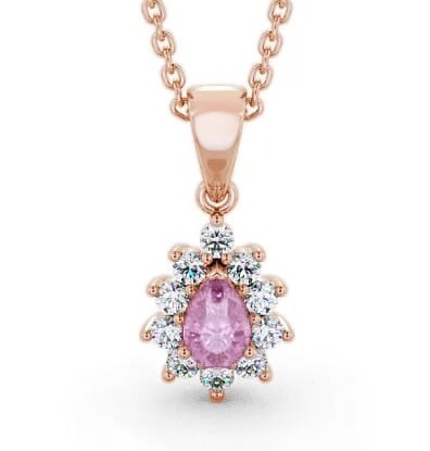 Cluster Pink Sapphire and Diamond 0.85ct Pendant 9K Rose Gold GEMPNT6_RG_PS_THUMB1