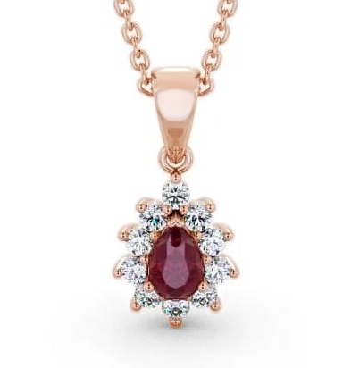Cluster Ruby and Diamond 0.85ct Pendant 18K Rose Gold GEMPNT6_RG_RU_THUMB2 