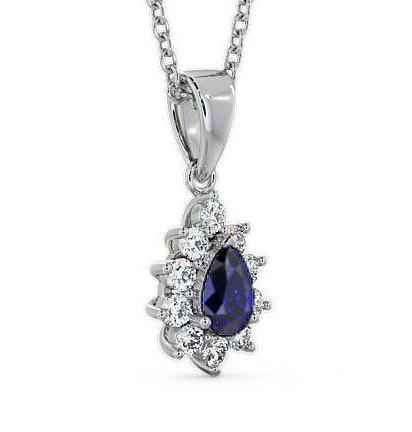 Cluster Blue Sapphire and Diamond 0.85ct Pendant 9K White Gold GEMPNT6_WG_BS_THUMB1 