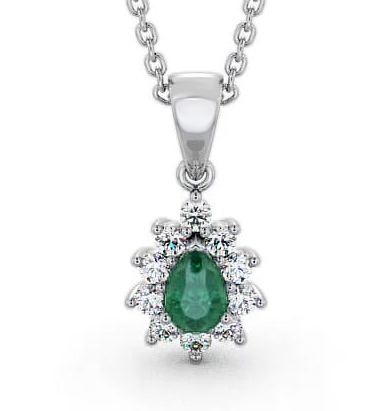 Cluster Emerald and Diamond 0.80ct Pendant 18K White Gold GEMPNT6_WG_EM_THUMB2 