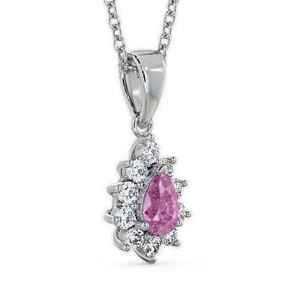 Cluster Pink Sapphire and Diamond 0.85ct Pendant 9K White Gold GEMPNT6_WG_PS_THUMB1 