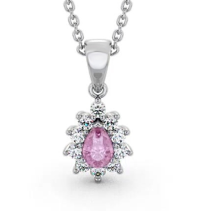 Cluster Pink Sapphire and Diamond 0.85ct Pendant 9K White Gold GEMPNT6_WG_PS_THUMB1