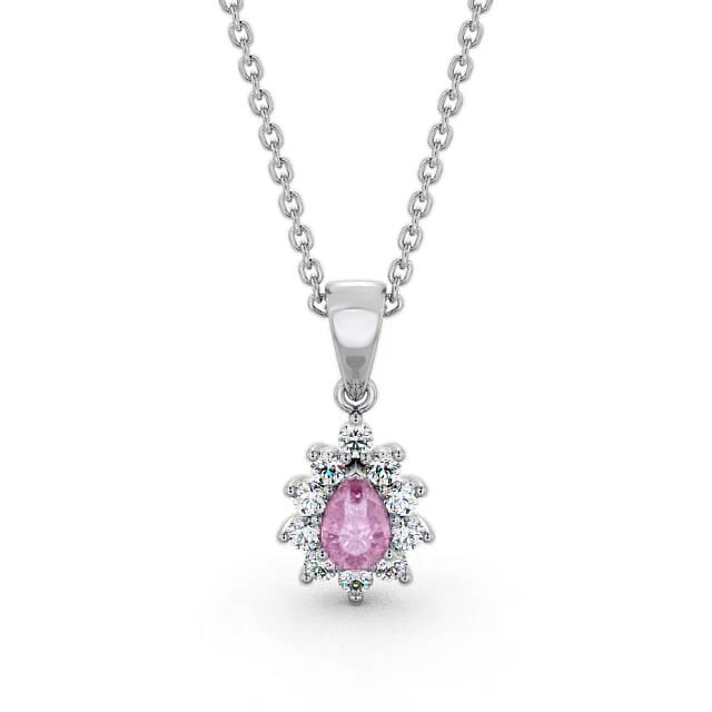 Cluster Pink Sapphire and Diamond 0.85ct Pendant 18K White Gold - Kierra GEMPNT6_WG_PS_NECK