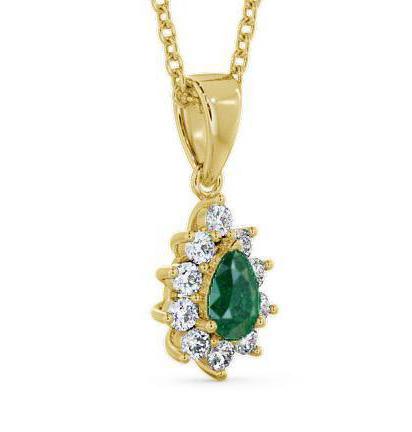 Cluster Emerald and Diamond 0.80ct Pendant 18K Yellow Gold GEMPNT6_YG_EM_THUMB1 