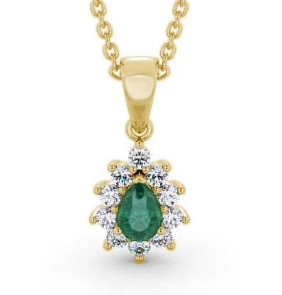Cluster Emerald and Diamond 0.80ct Pendant 18K Yellow Gold GEMPNT6_YG_EM_THUMB1