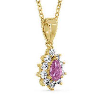 Cluster Pink Sapphire and Diamond 0.85ct Pendant 9K Yellow Gold GEMPNT6_YG_PS_THUMB1 