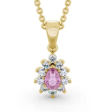 Cluster Pink Sapphire and Diamond 0.85ct Pendant 9K Yellow Gold GEMPNT6_YG_PS_THUMB1