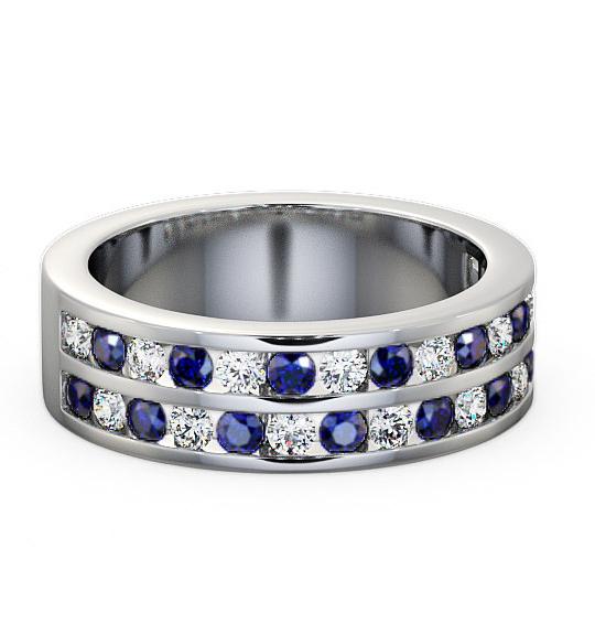 Double Row Half Eternity Blue Sapphire 1.20ct Ring 18K White Gold HE11GEM_WG_BS_THUMB1