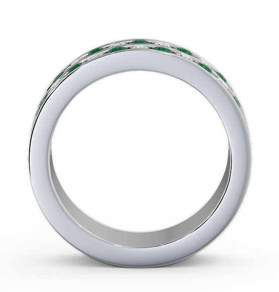 Double Row Half Eternity Emerald Diamond 1.05ct Ring 18K White Gold HE11GEM_WG_EM_THUMB1 