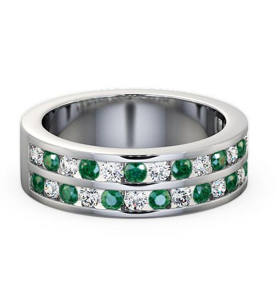 Double Row Half Eternity Emerald Diamond 1.05ct Ring 18K White Gold HE11GEM_WG_EM_THUMB2 