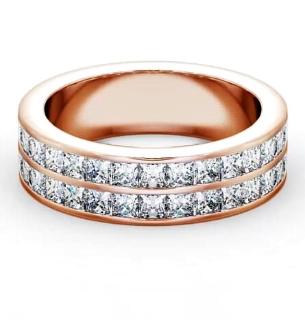 Half Eternity Princess Diamond Double Channel Ring 18K Rose Gold HE12_RG_THUMB1