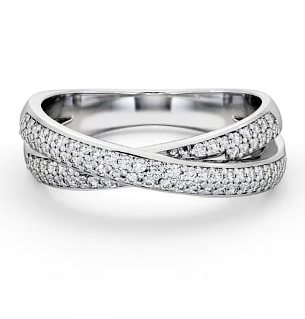 Half Eternity Round Diamond 0.30ct Cross Over Style Ring Platinum HE20_WG_THUMB1