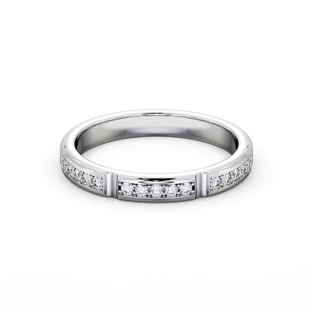 Half Eternity Round Diamond Ring 18K White Gold - Shelby HE28_WG_HAND