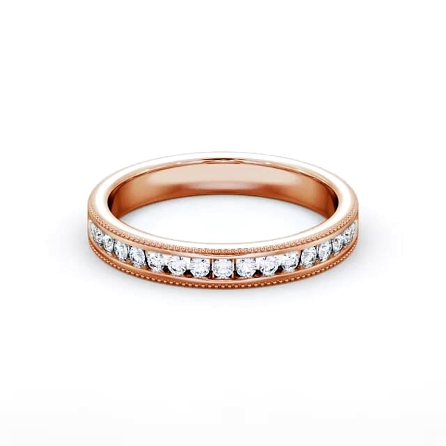 Vintage Half Eternity Round Diamond Ring 18K Rose Gold - Kingsley HE33_RG_HAND