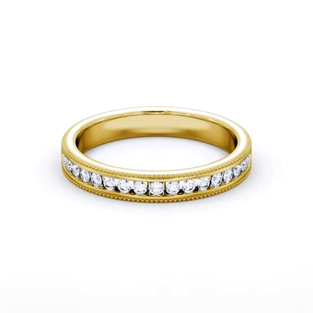 Vintage Half Eternity Round Diamond Ring 9K Yellow Gold - Kingsley HE33_YG_HAND