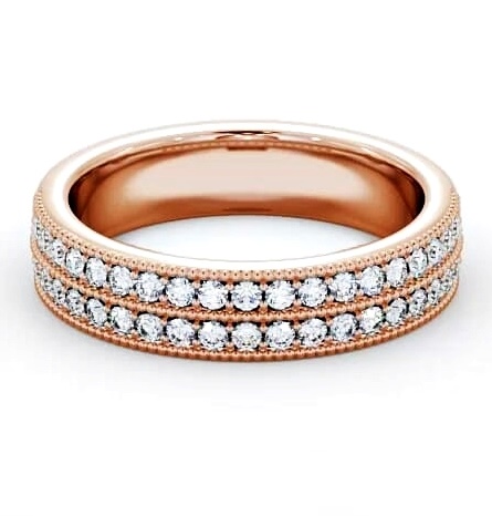 Vintage Half Eternity Round Diamond Double Channel Ring 9K Rose Gold HE34_RG_THUMB1