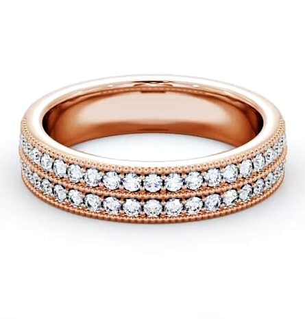 Vintage Half Eternity Round Diamond Double Channel Ring 18K Rose Gold HE34_RG_THUMB2 