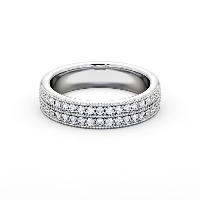 Vintage Half Eternity Round Diamond Ring 9K White Gold - Kataleya HE34_WG_HAND