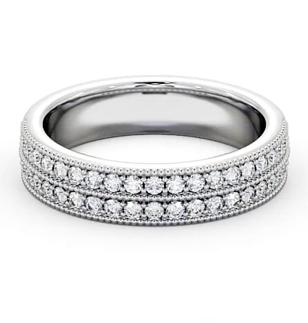Vintage Half Eternity Round Diamond Double Channel Ring 9K White Gold HE34_WG_THUMB1