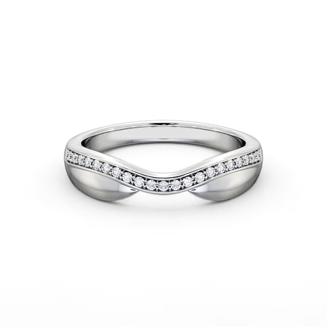 Curved Half Eternity 0.12ct Round Diamond Ring 18K White Gold - Dayani HE37_WG_HAND