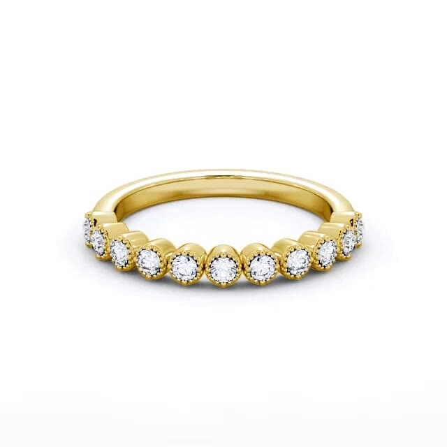 Half Eternity Round Diamond Ring 9K Yellow Gold - Harini HE41_YG_HAND