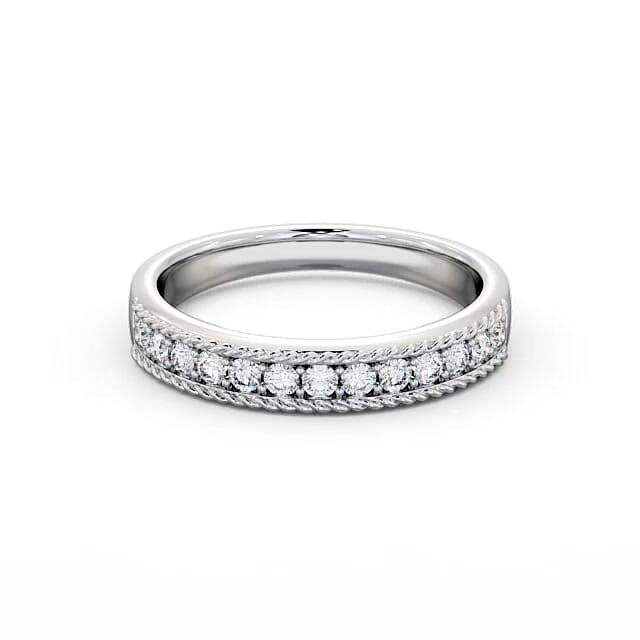 Half Eternity Round Diamond Ring Platinum - Lennox HE42_WG_HAND