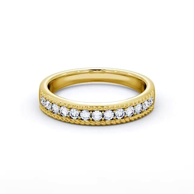 Half Eternity Round Diamond Ring 18K Yellow Gold - Lennox HE42_YG_HAND