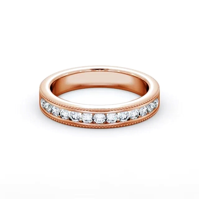 Vintage Half Eternity Round Diamond Ring 18K Rose Gold - Saphira HE43_RG_HAND