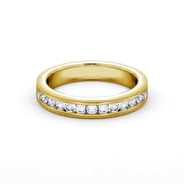 Vintage Half Eternity Round Diamond Ring 9K Yellow Gold - Saphira HE43_YG_HAND