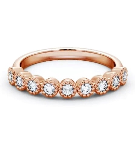 Half Eternity Round Diamond Bezel with Milgrain Ring 18K Rose Gold HE45_RG_THUMB2 