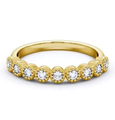 Half Eternity Round Diamond Bezel with Milgrain Ring 18K Yellow Gold HE45_YG_THUMB1