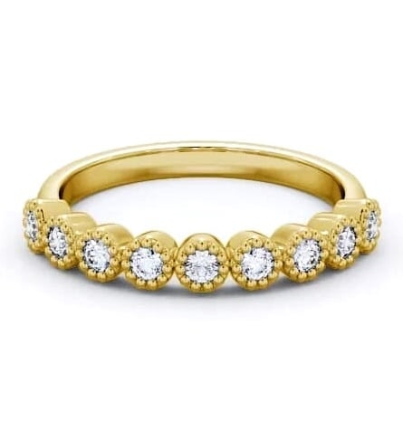 Half Eternity Round Diamond Bezel with Milgrain Ring 18K Yellow Gold HE45_YG_THUMB2 