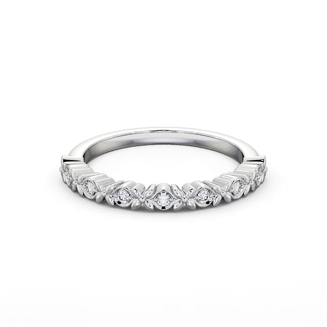 Half Eternity Round Diamond Ring 18K White Gold - Natalia HE47_WG_HAND