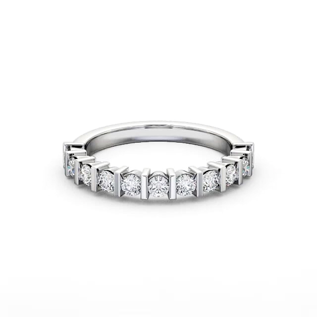 Half Eternity Round Diamond Ring 18K White Gold - Marleny HE4_WG_HAND