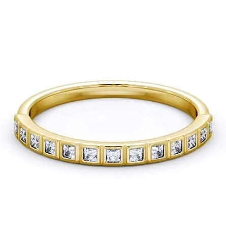 Half Eternity Princess Diamond Unique Bezel Set Ring 9K Yellow Gold HE55_YG_THUMB1